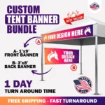 Tent banners bundle, Banners for outside events, Promotional tent banners, Festival tent banners, Front 1x9 and Back 3x8 Banner for Canopy