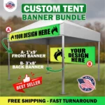 Two Custom Banners, Front 1x9 and Back 3x8 Banner for 10x10 Canopy, Custom tent banners, Canopy Banner Custom sign, Trade show tent banners