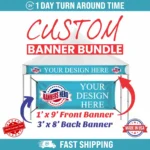 Two Custom Banners, Front 1x9 and Back 3x8 Banner for 10x10 Canopy, Tent Banner with Logo, Trade Show, Festival, Events, Canopy Vinyl Banner